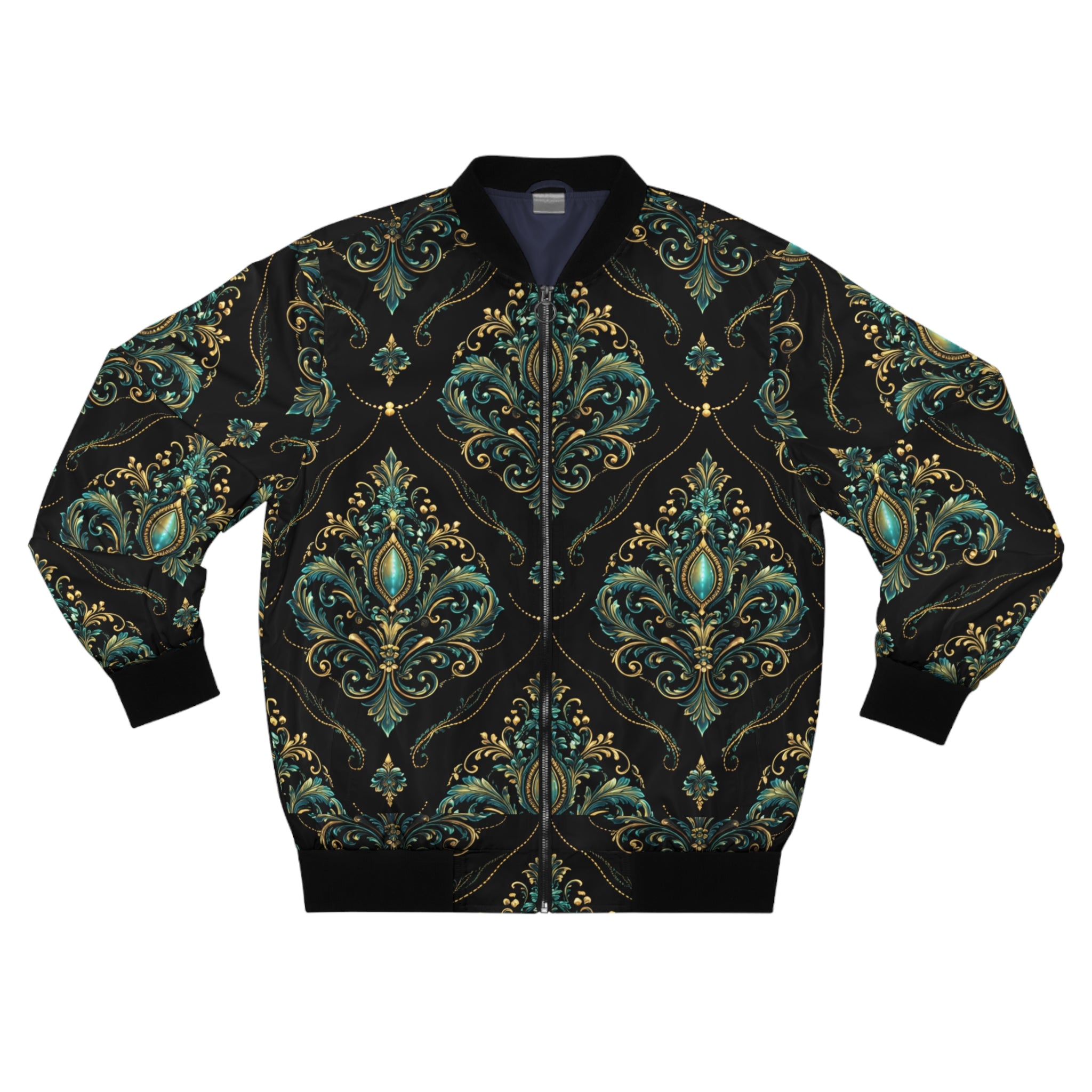 Fleur-de-Lis Pattern Bomber Jacket