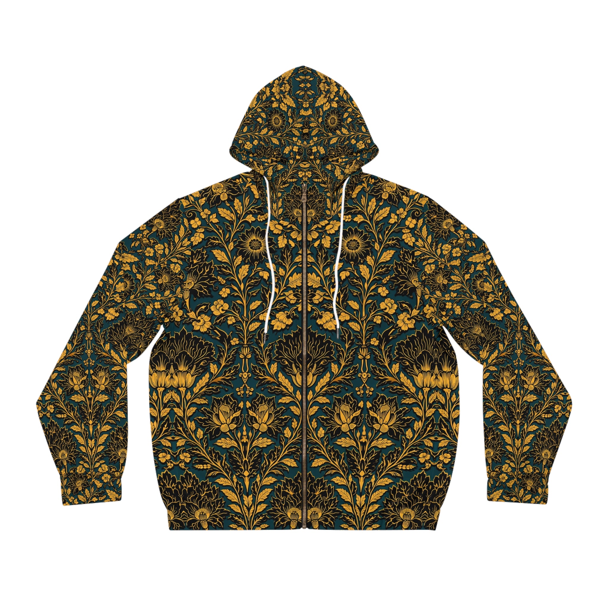 Floral Damask Full‑Zip Hoodie