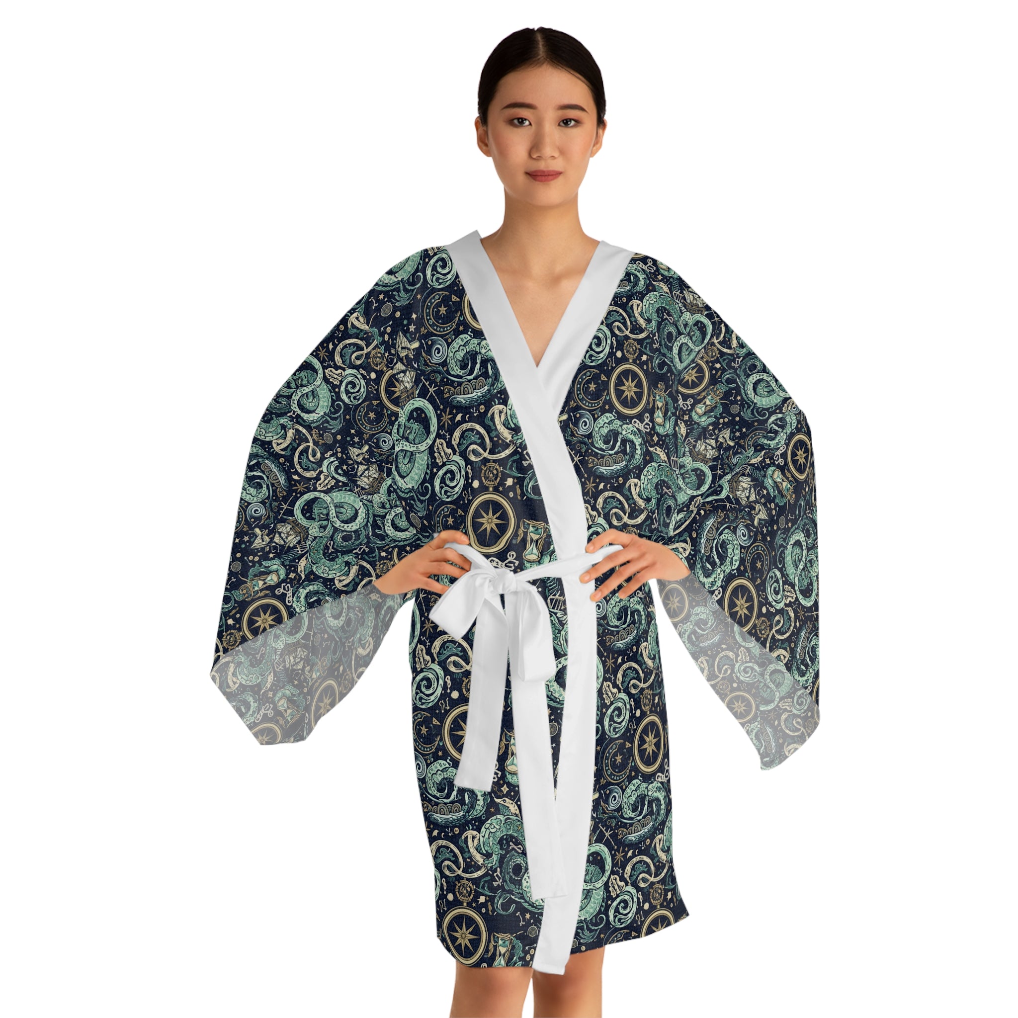 Nautical Monster Drip Kimono Robe