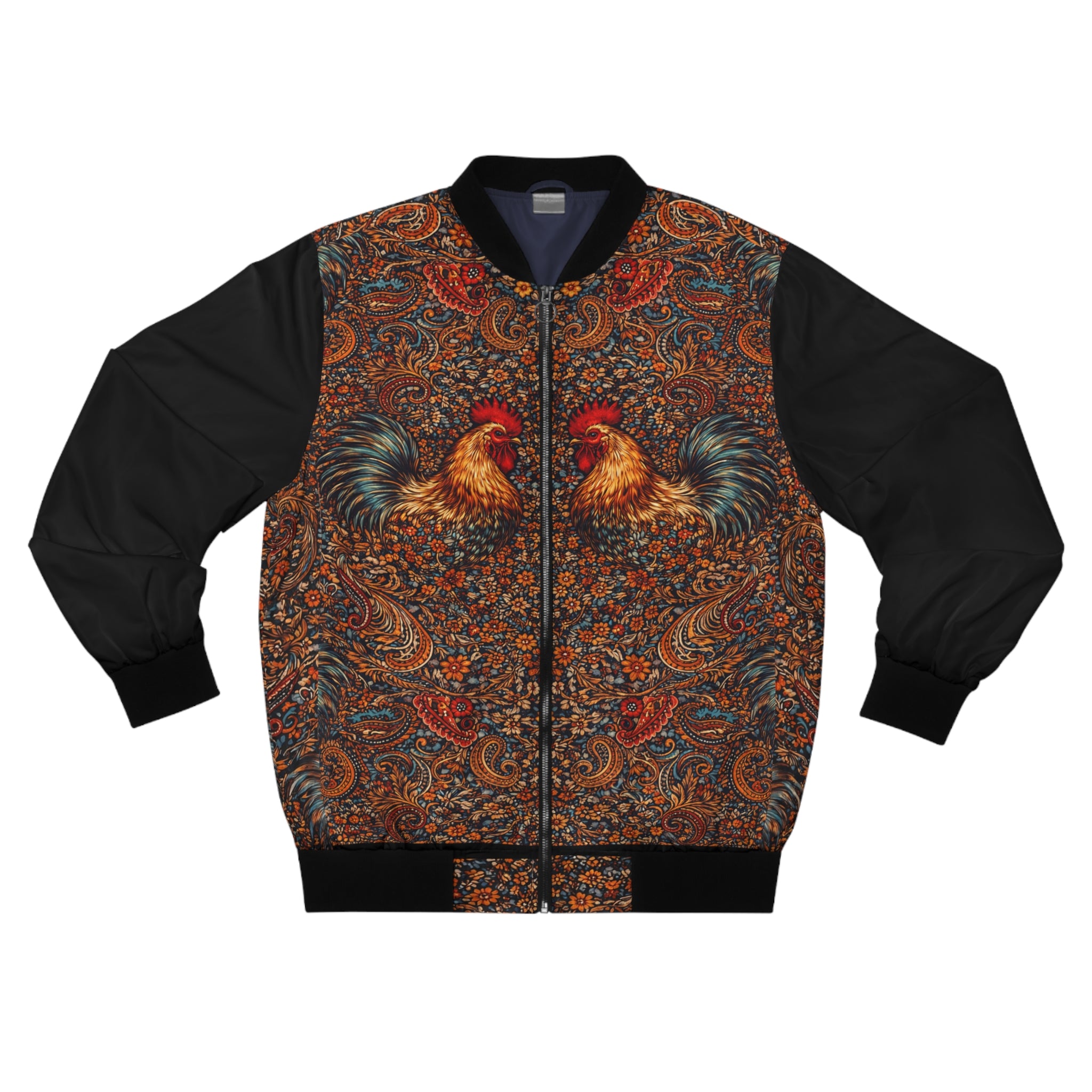 Rooster Paisley Bomber Jacket — Vintage Floral Men’s AOP Jacket