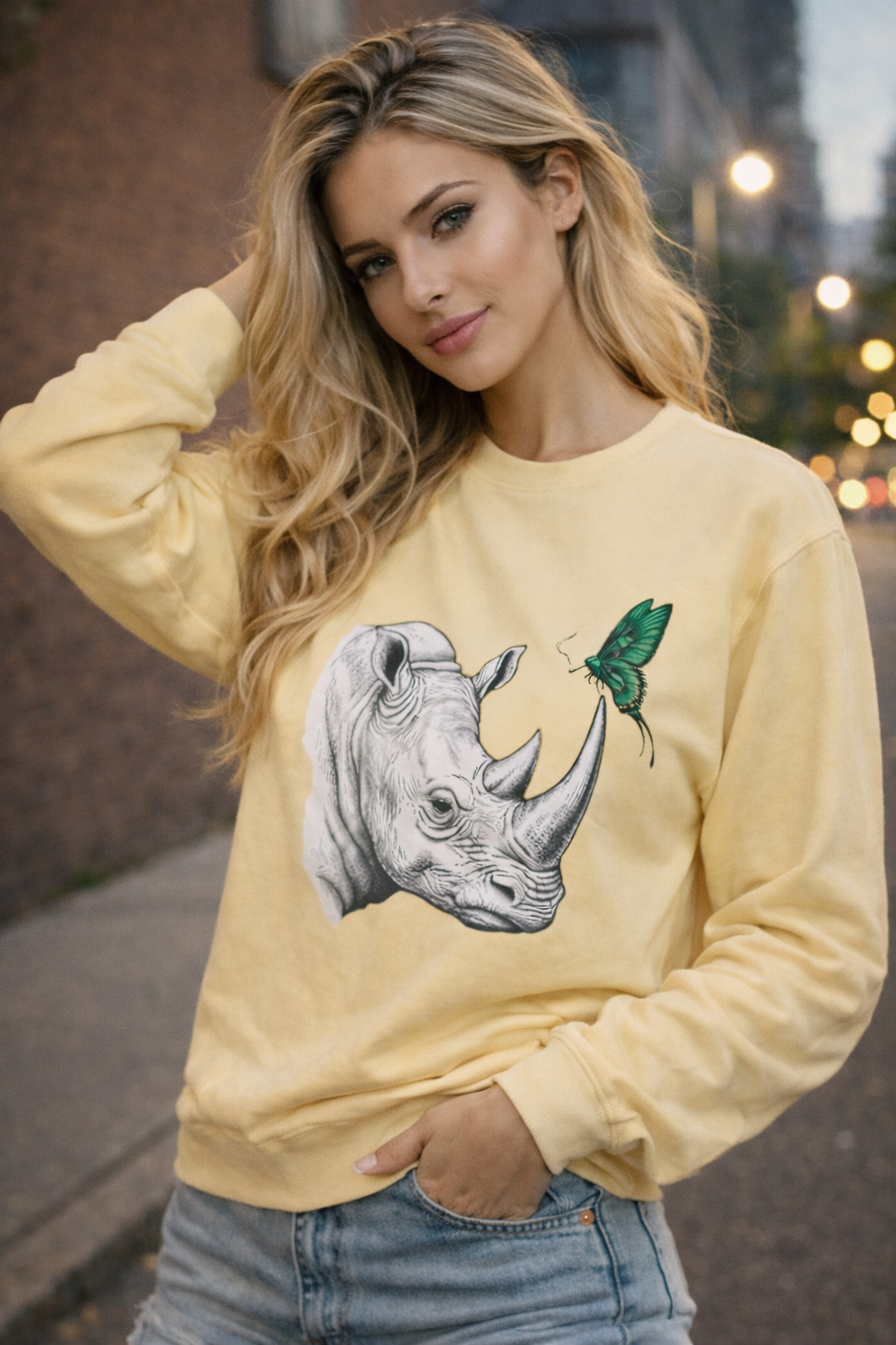 Rhino & Green Butterfly Crewneck Sweatshirt