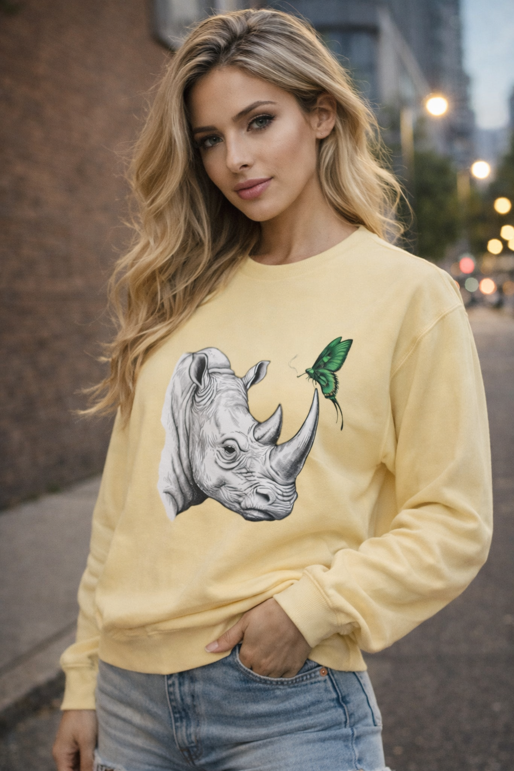 Rhino & Green Butterfly Crewneck Sweatshirt