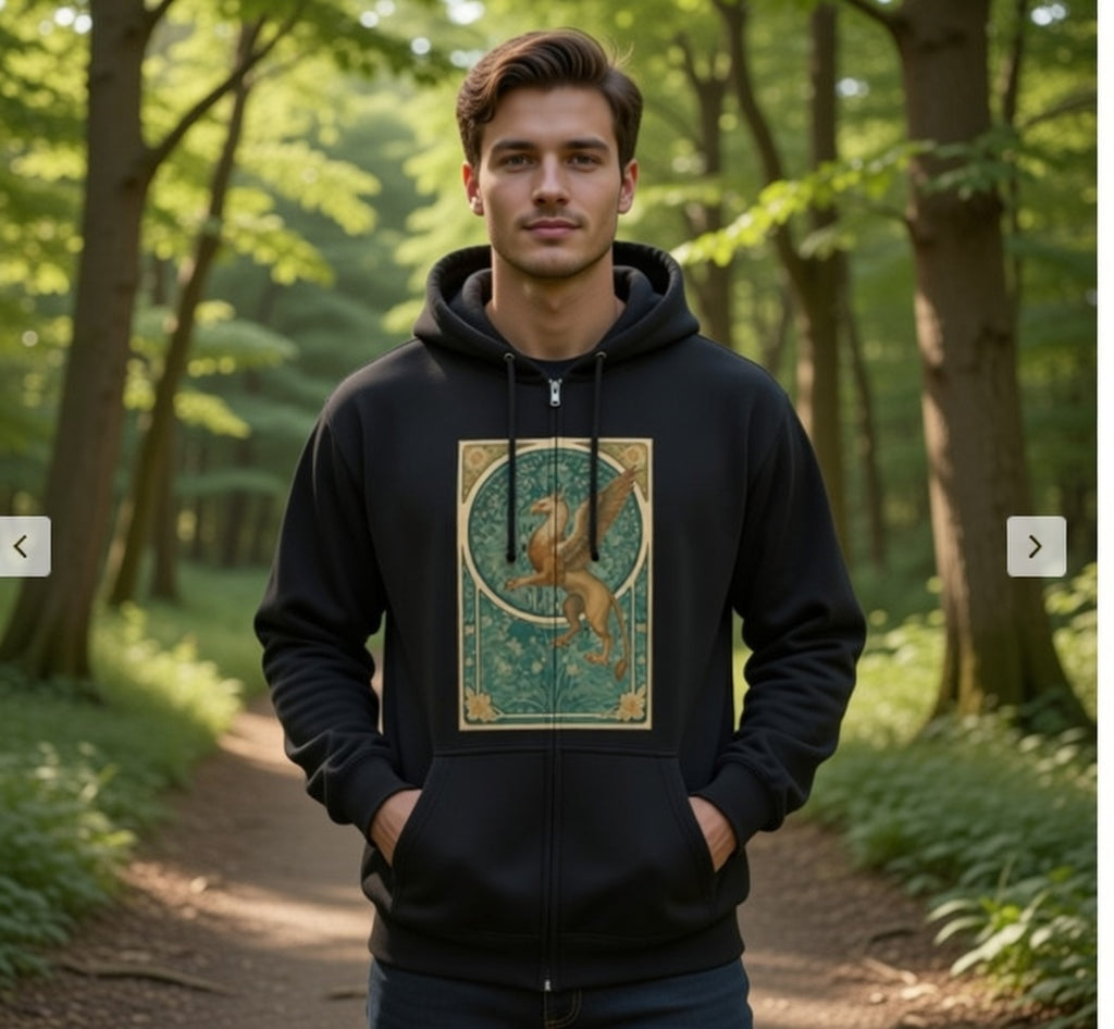 Golden Griffin Zip Up Heavy Hoodie