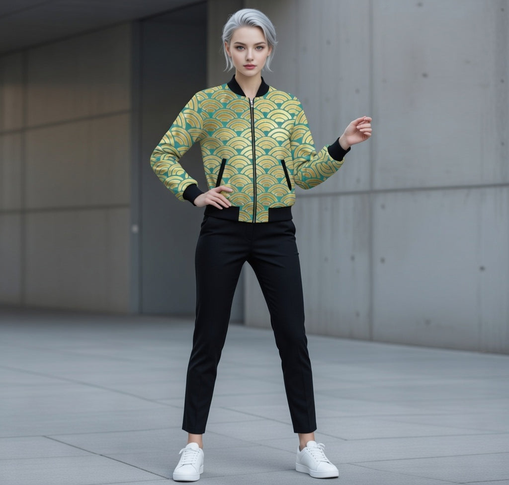 Seikaiha Wave Bomber Jacket