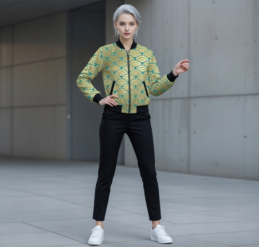 Seikaiha Wave Bomber Jacket