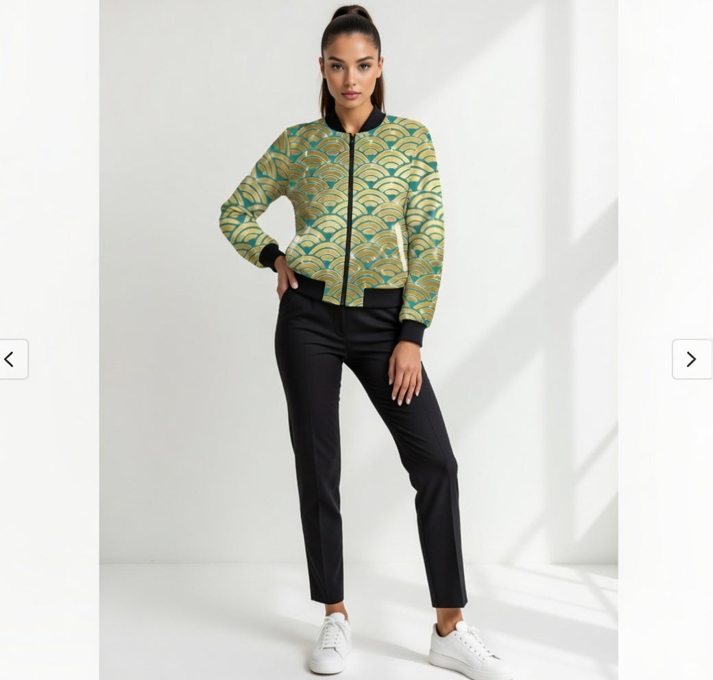 Seikaiha Wave Bomber Jacket