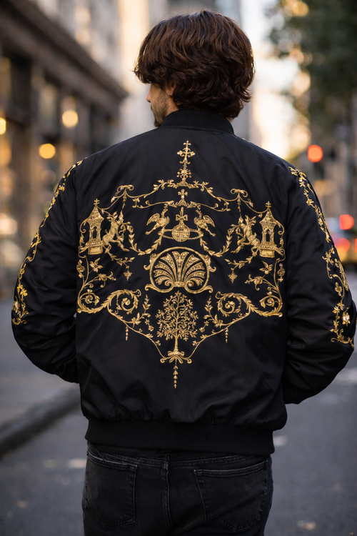 Baroque Gold Ornate Bomber Jacket