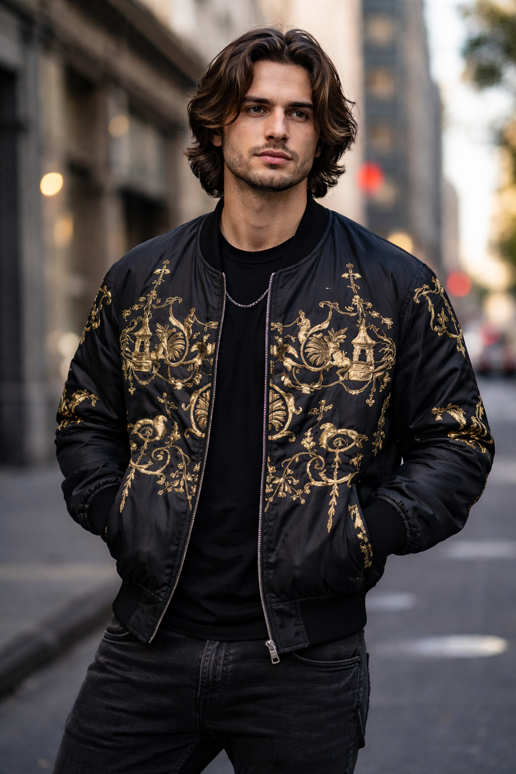 Baroque Gold Ornate Bomber Jacket