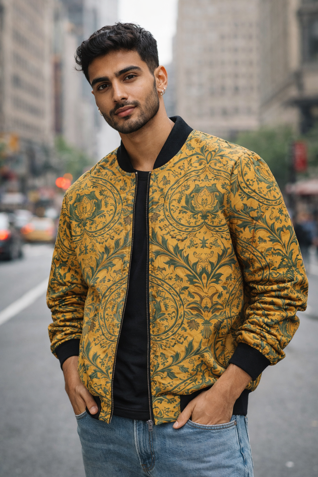 Nautical Damask Bomber Jacket