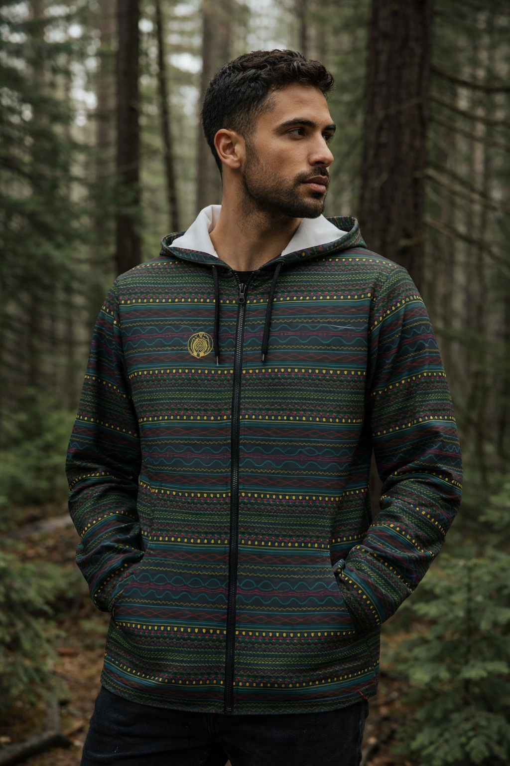 Linear Aztec Windbreaker Jacket