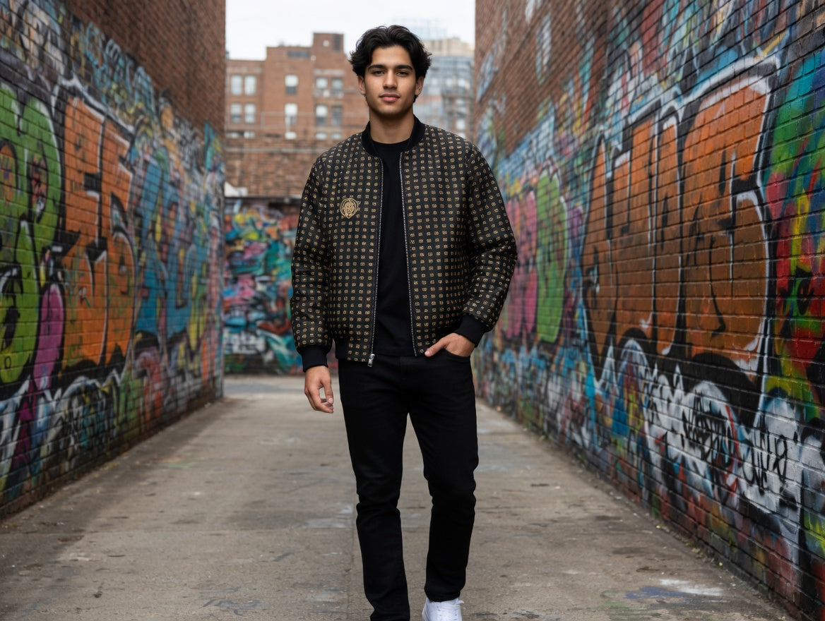Gold Sigil Pattern Bomber