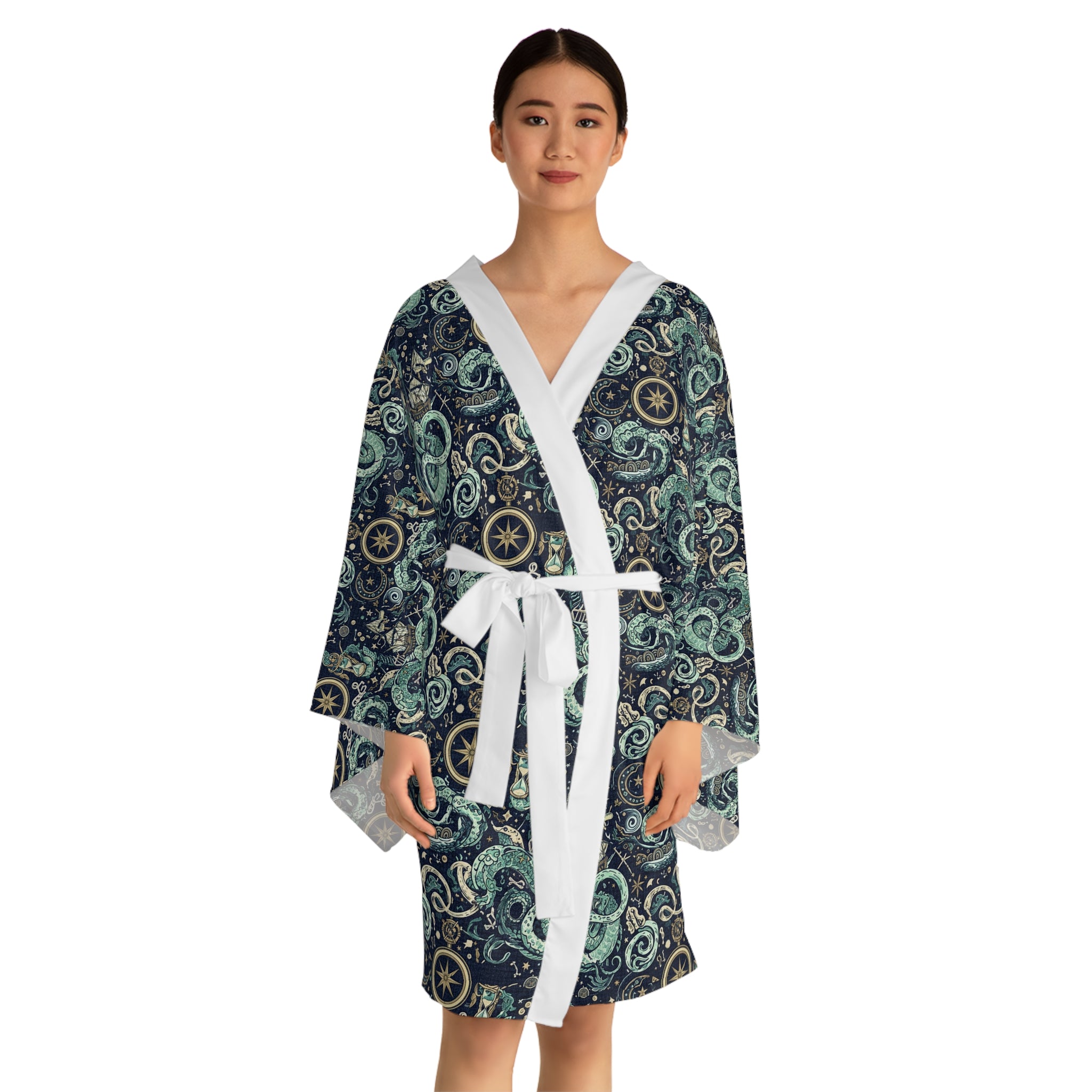 Nautical Monster Drip Kimono Robe